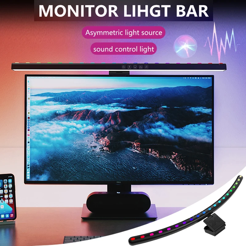 

LED Monitor Light Bar Computer Screen Hanging Lamp RGB Atmosphere Pickup Light for Work Study Reading Gaming Dimming Lighting