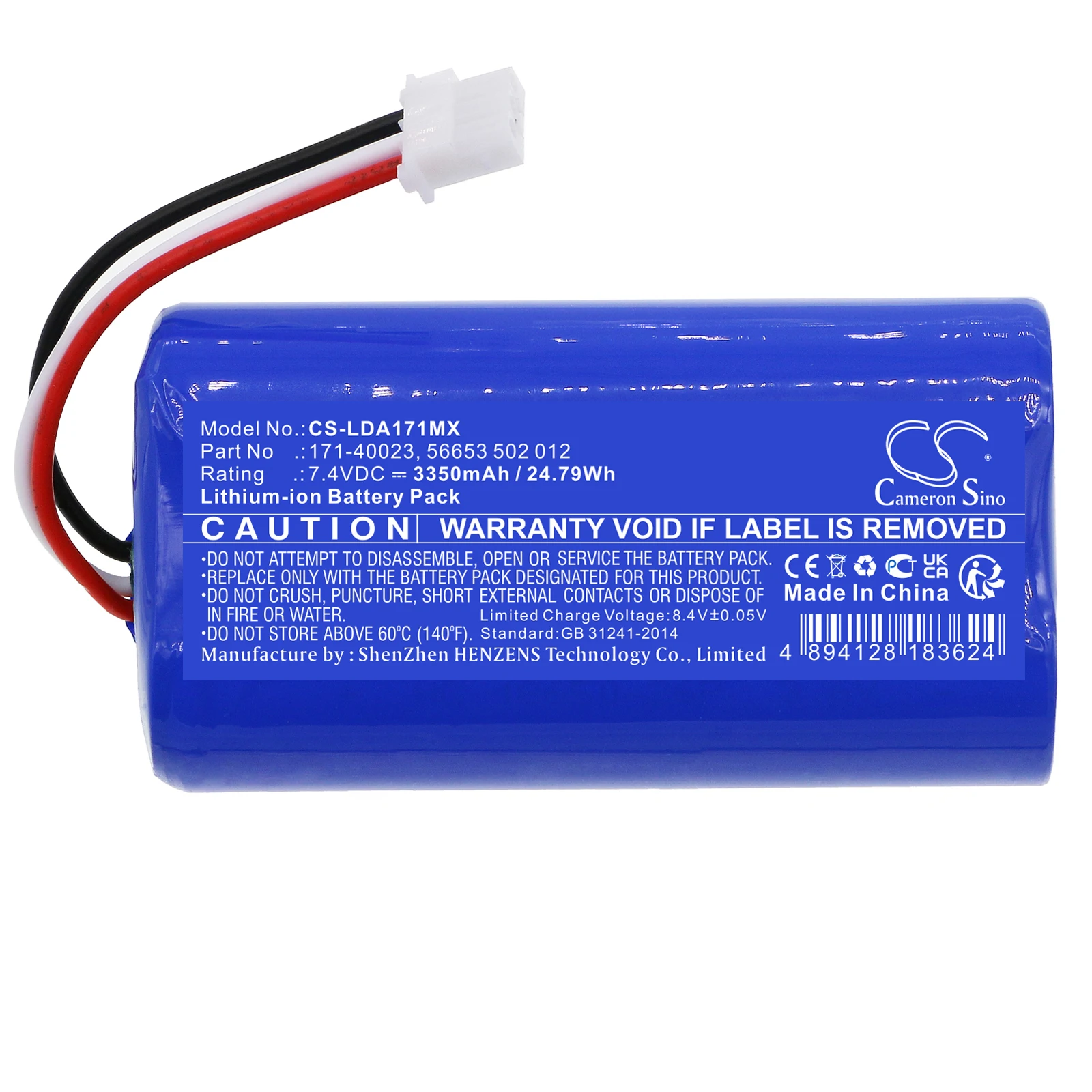 Baterai pengganti CS untuk LaerdalResusci Anne QCPR171-40023,56653 502 012 3350mAh/24,79wh