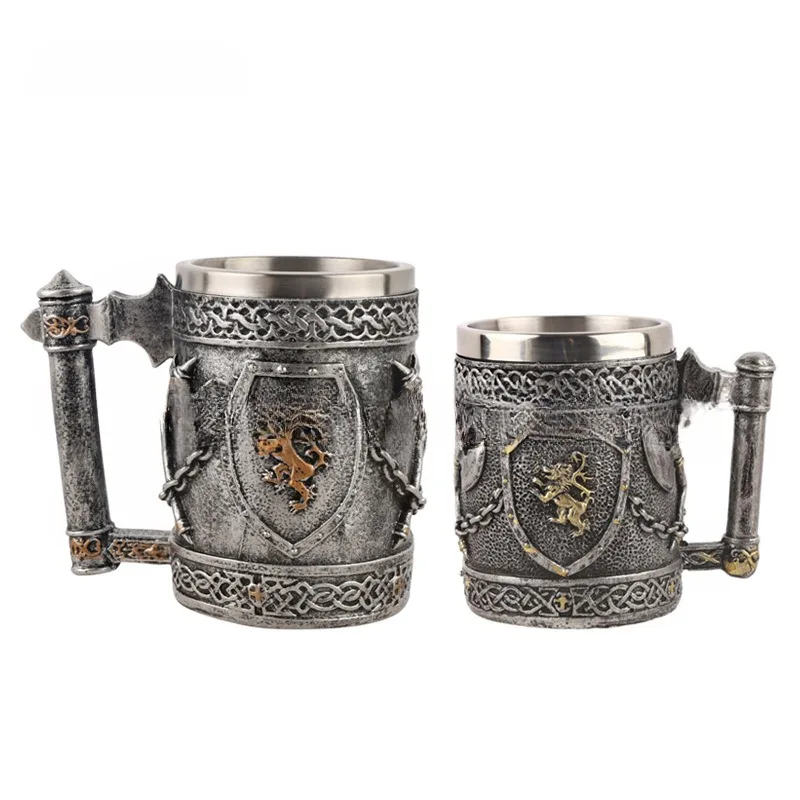 

Resin Double Axe Stainless Steel Faucet Mug Lion 3D Coffee Cup