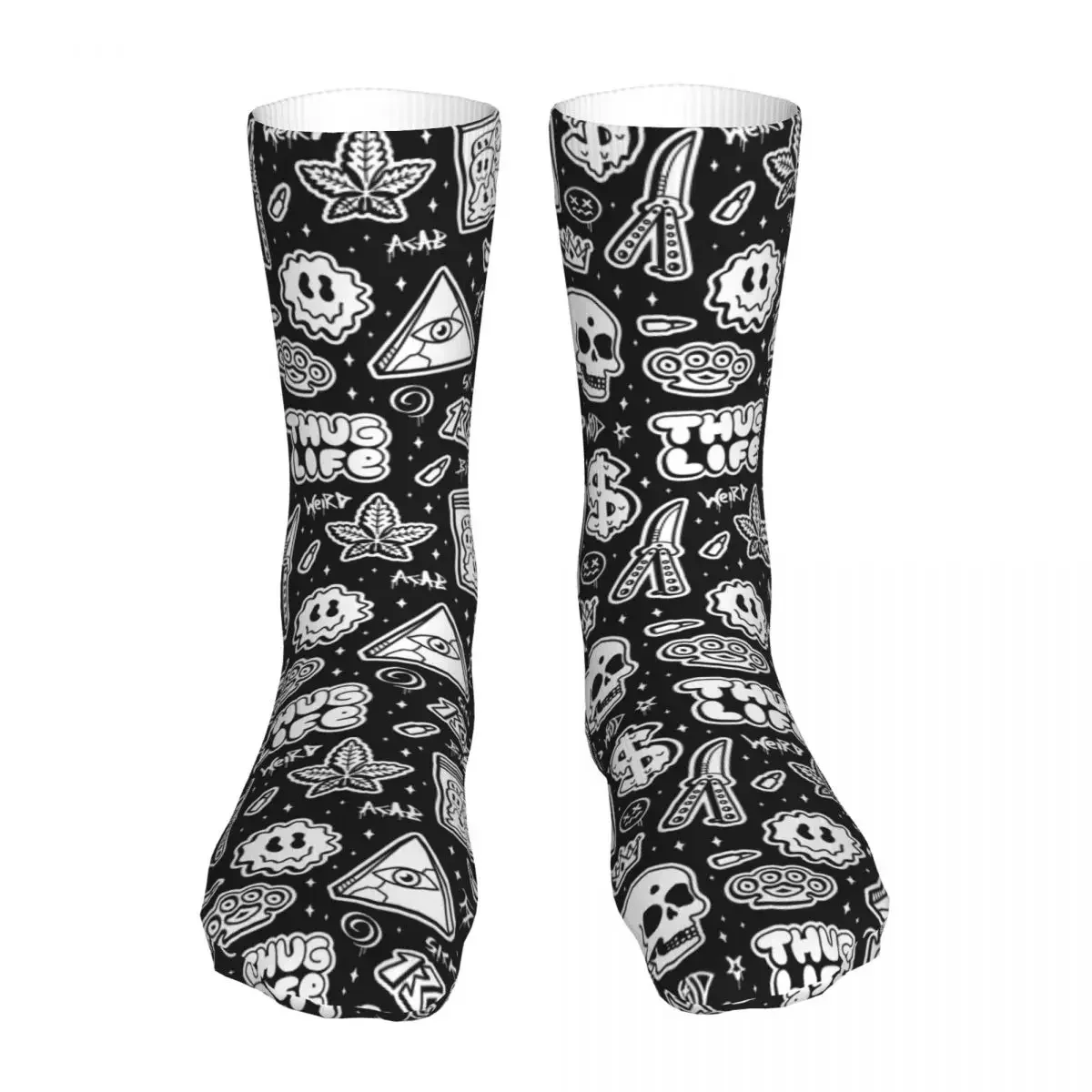 Men Cycling Thug Life Weed Skull Street Graffiti Style Socks Cotton Funny Women