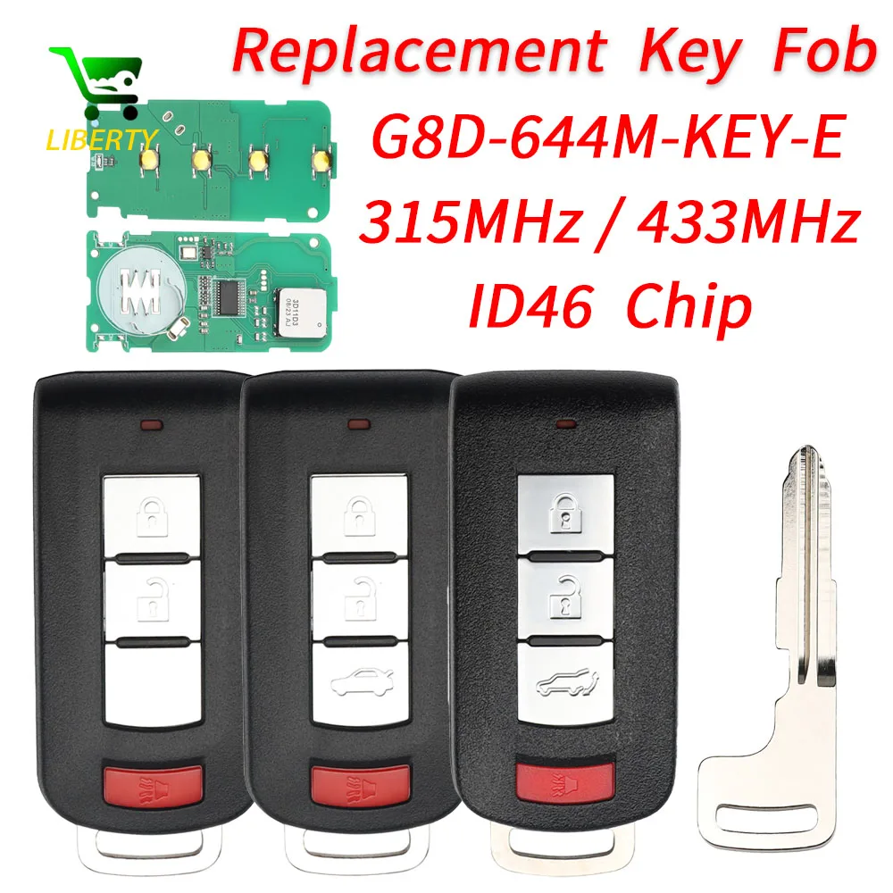 

Liberty Smart Remote Control Cat Key Fob ID46 315MHz 433MHz For Mitsubishi Lancer Outlander Galant Keyless Go G8D-644M-KEY-E