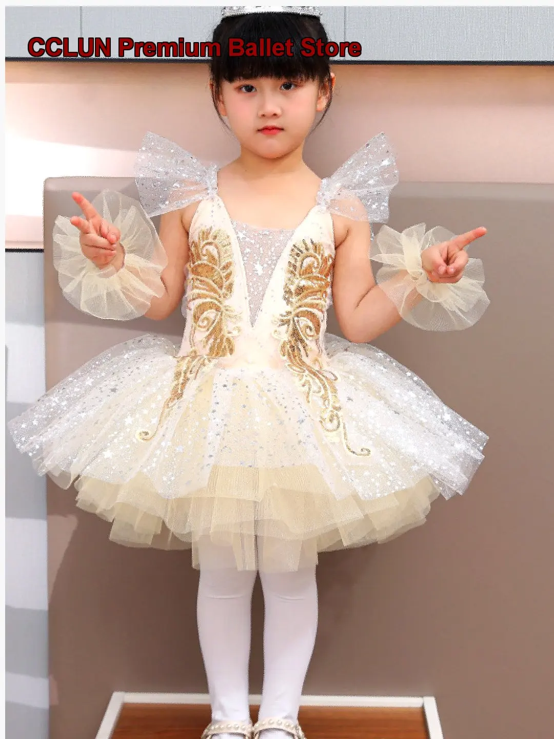 Children's Girls' Sequin Princess Tutu Dress Kindergarten Graduation Ceremony Dress Kids