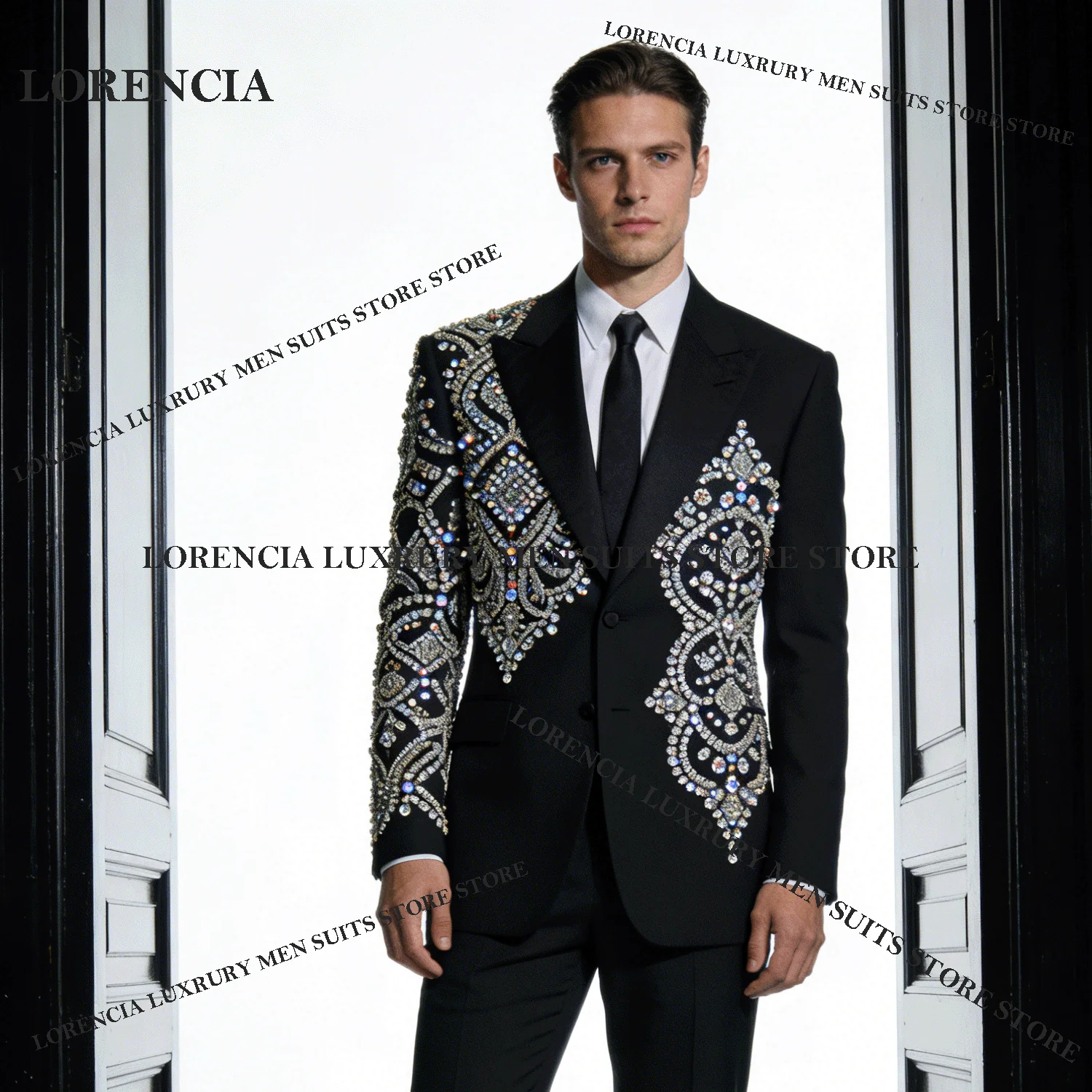 

Glitter Men Diamond Design Suits Handsome Wedding Tuxedos Sparkle Customized Slim Ropa hombre 3 Pieces Sets Groom Male Blazers