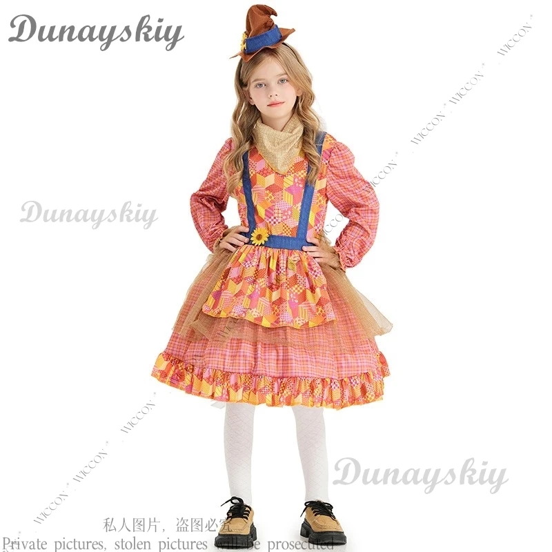 

Children's Halloween Scarecrow Dress Costume Cosplay Party Cute Role Play Christmas Renaissance Cartoon Festivals Character