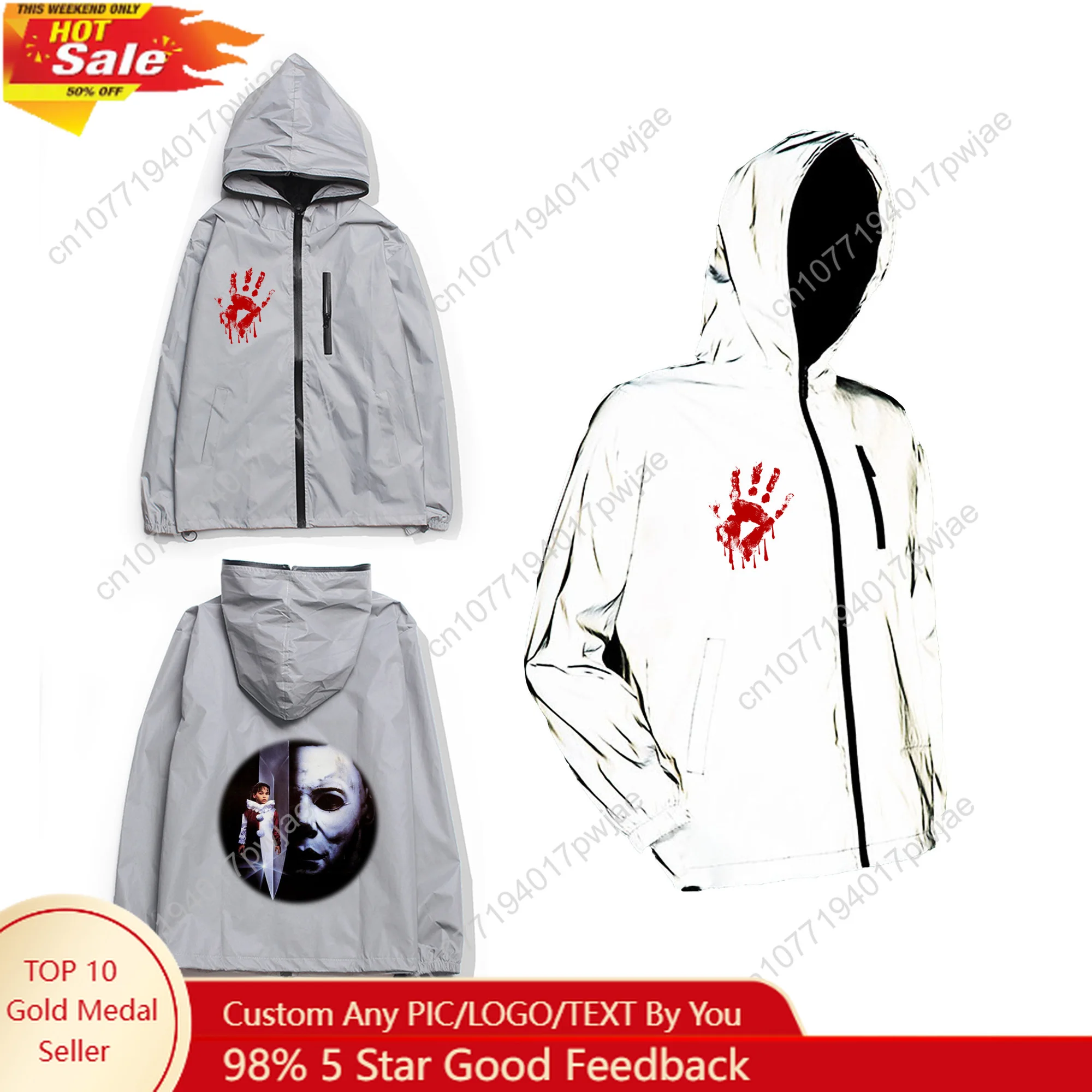 

Светоотражающая куртка Майкла Майерса на Хэллоуин, мужское и женское пальто, ветровка с капюшоном, куртки с карманами для бега, толстовка на молнии по индивидуальному заказу