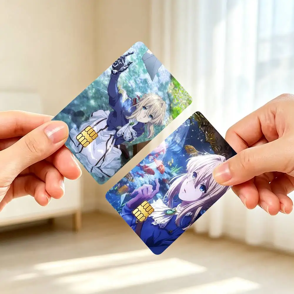 V-Violet Evergarden Anime  Credit Card HD Stickers Small Chip Waterproof Sticker Game Card Decal Gift