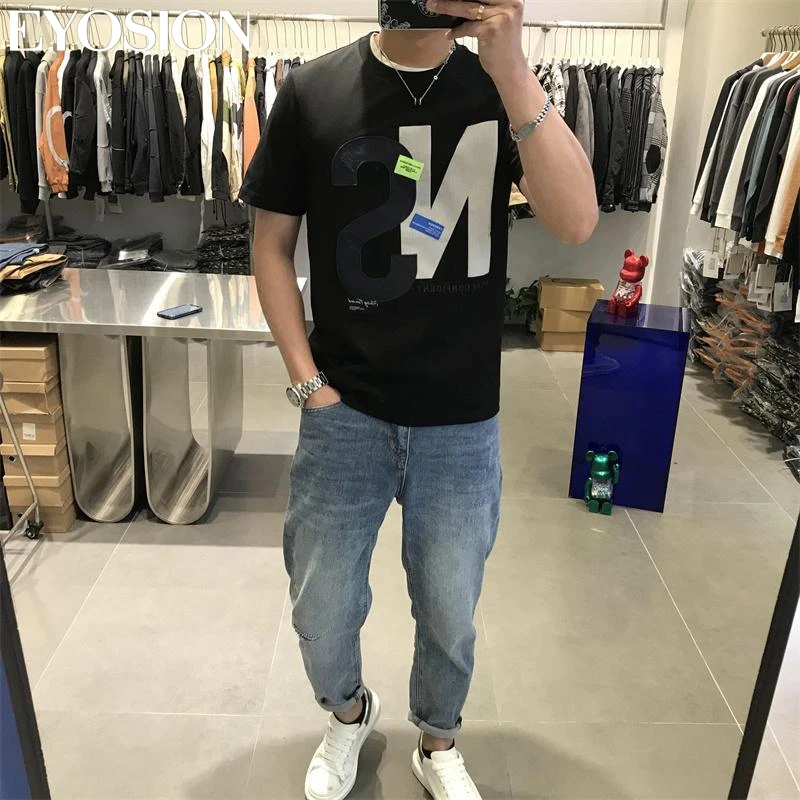 Summer New Men\'s T-shirt Letter Printing Cotton Round Neck Loose Fashion Male Short Sleeve Tee Plus Size 5XL Tees Tops Clothes