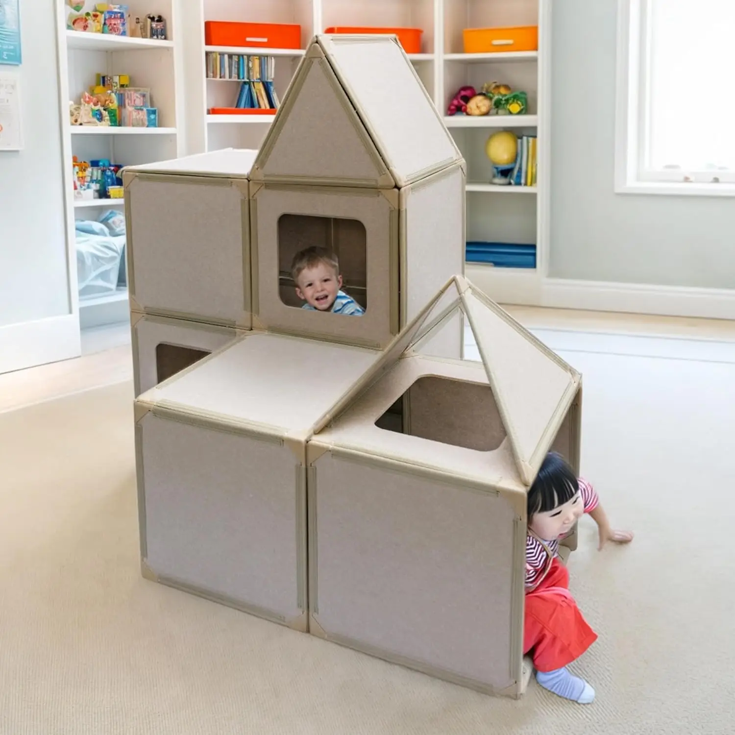 Magnetic Panel Playhouse Large Set with Built-In Magnets for Construction Toys and Tent Toys
