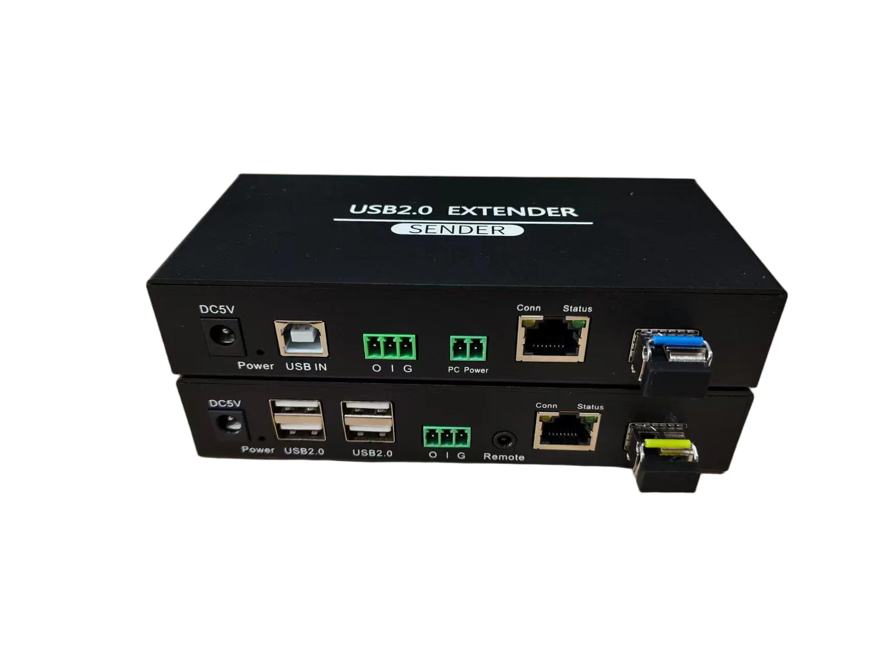 Dual Mode USB 2.0 Extender Kit 20KM FC Fiber & 100M RJ45 Ethernet 4 USB Ports Extension Compatible with Security IP Camera