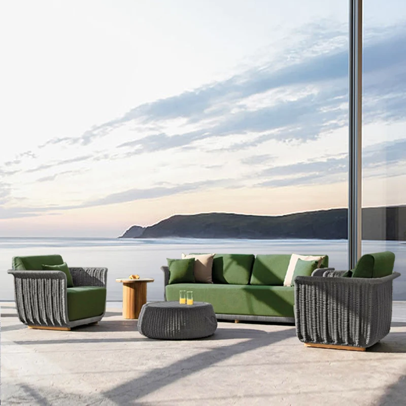 

Всепогодная уличная мебель, отель, патио, веревочный диван, плетение веревки, садовый диван, садовый диван на заднем дворе