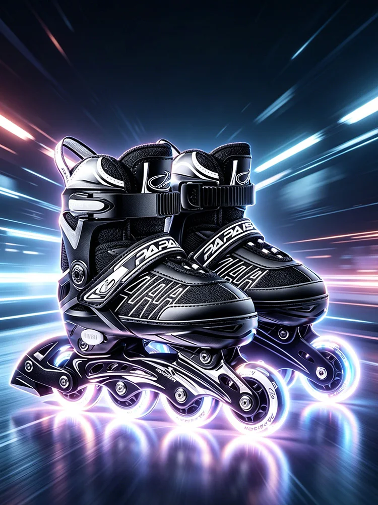 

child LED Light Up Inline Skates Boys black Adjustable Size kid Sports Rollerblades High Speed Professional Adult Purple girl
