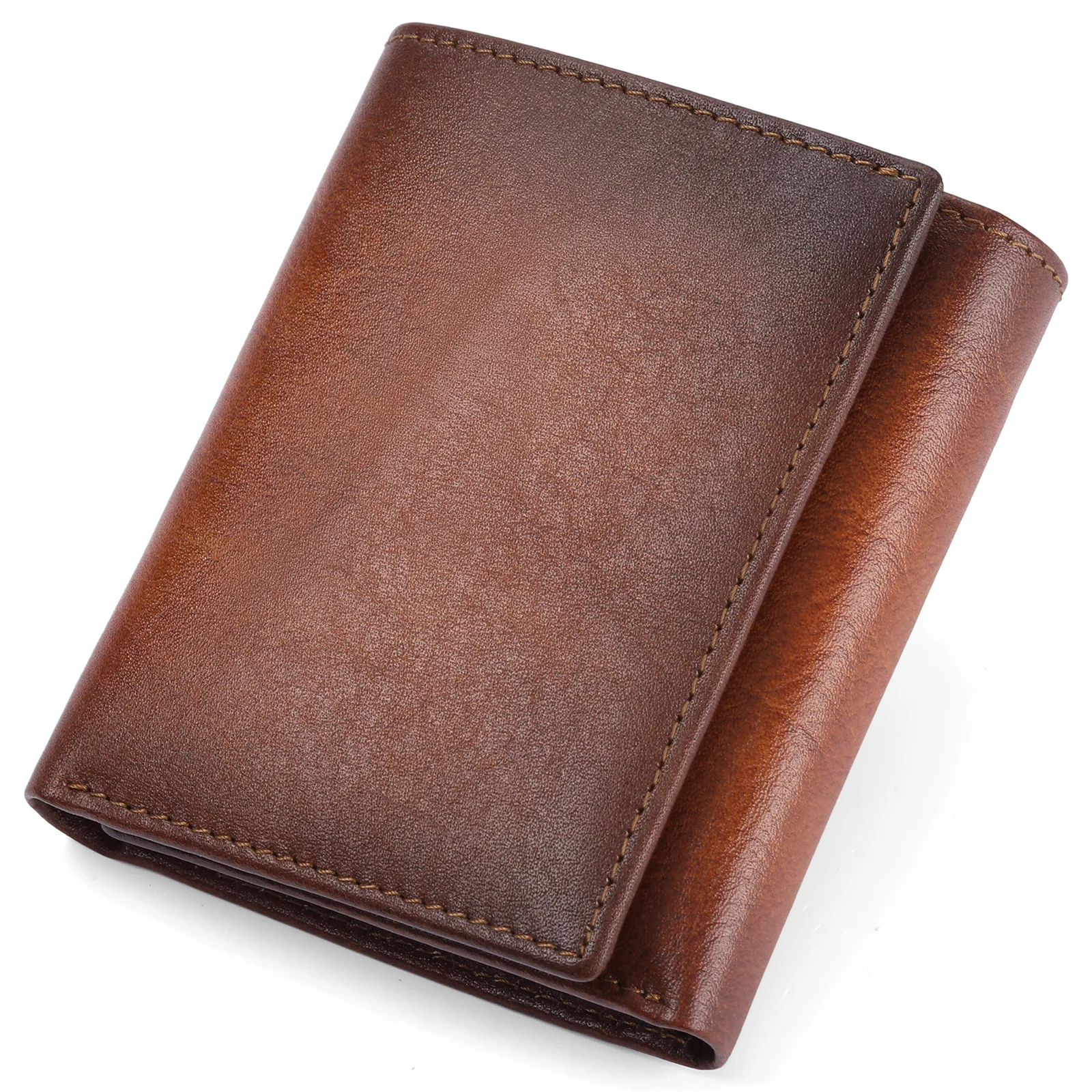 

Vintage Genuine Leather Mens Wallet RFID Blocking Short Trifold Purse Credit Card Holder The Best Wallet for Men Cartera Hombre