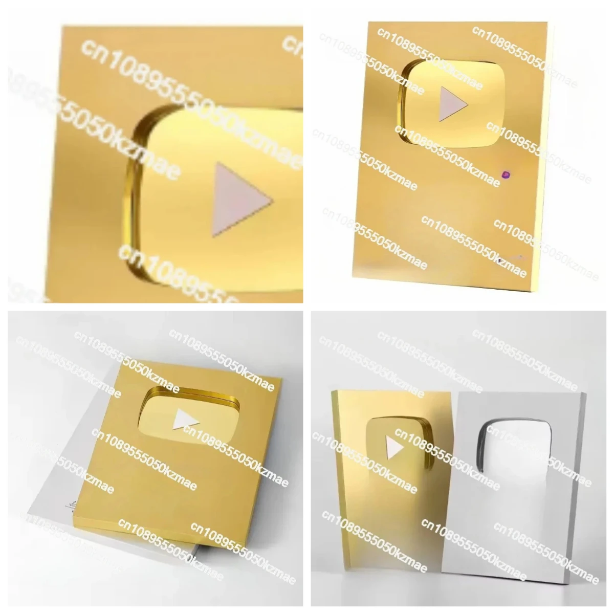 YouTube Play Button Trophies, Silver & Gold Plaque Coolest Gift Custom Name Available