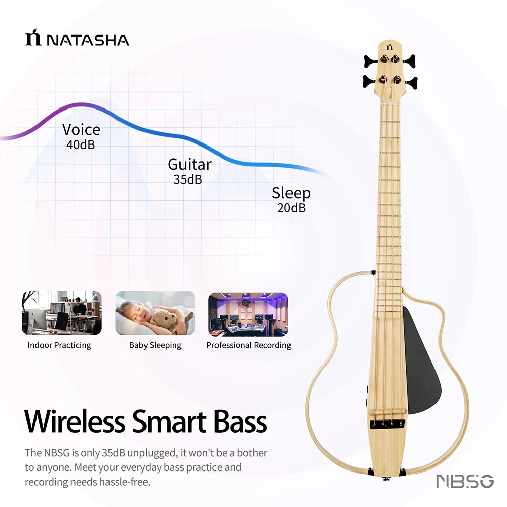 Natasha NBSG Bass smart wireless portable compact electric acoustic bass guitar