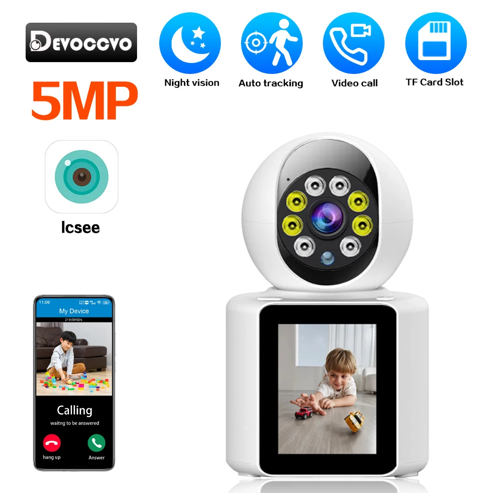 5MP Babyphone mit WiFi-Kamera und automatischer Verfolgung, kabellose CCTV-PTZ-IP-Überwachungskamera, Heimvideoanruf, Sicherheitskamera 2K