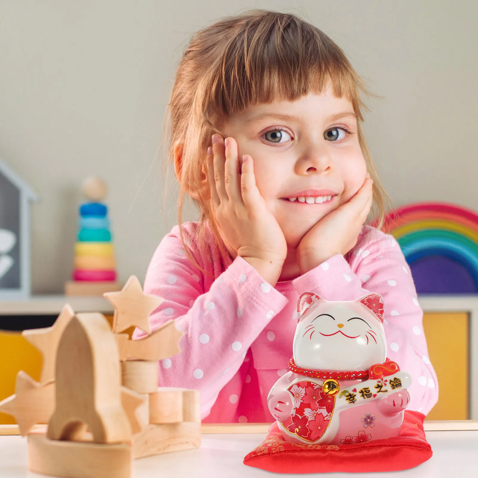 

Fortune Cat Piggy Bank Cute Lucky Cat Coin Bank Decorative Saving Pot Money Jar for Birthday Gift Desktop Ornament