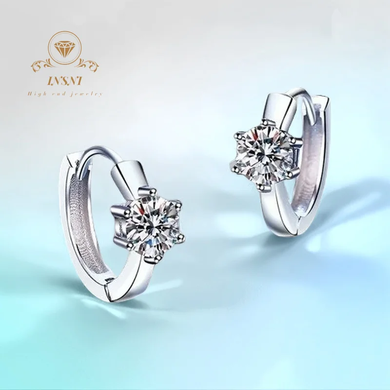 

0.5Ct D Color Moissanite Stud Earrings S925 Silver Princess Cut Setting For Women Luxury Fashion Classic Certified Non-allergic