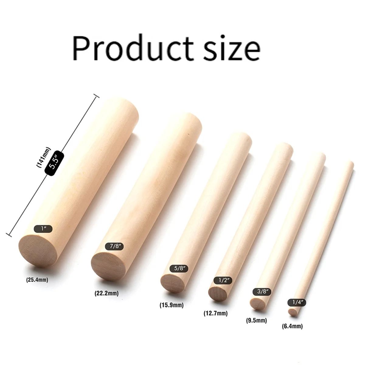ABJZ 6 шт. набор деревянных оправок размером 1/4 дюйма-1 дюйм для поделок для формования проволоки деревянные стержни для DIY аксессуары для быстрой намотки