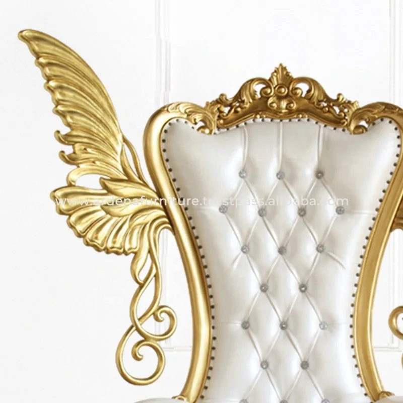 Wholesale Throne Chairs Event Party Chair Hotel Furniture with Special Wings Wedding Antique White Wood