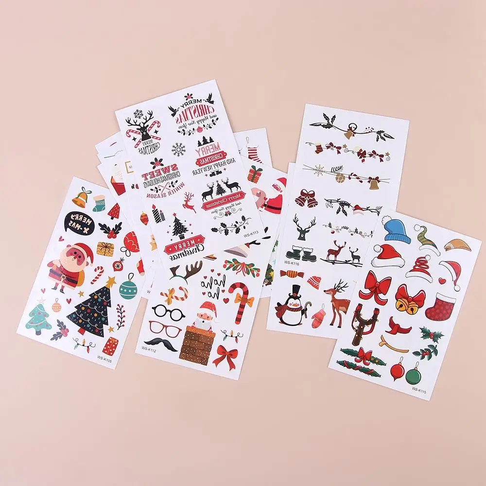 

Безопасное украшение, подарок для ног, праздничные принадлежности, руки, шея, боди-арт, наклейки, поддельные татуировки, рождественские татуировки, наклейки, временные татуировки