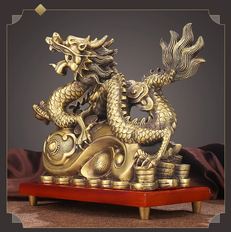 جلب كبير في الثروة الكنز متجر المنزل الأعمال المال رسم التميمة حظا سعيدا فورتشن التنين الذهبي فنغ شوي تمثال نحاسي أ