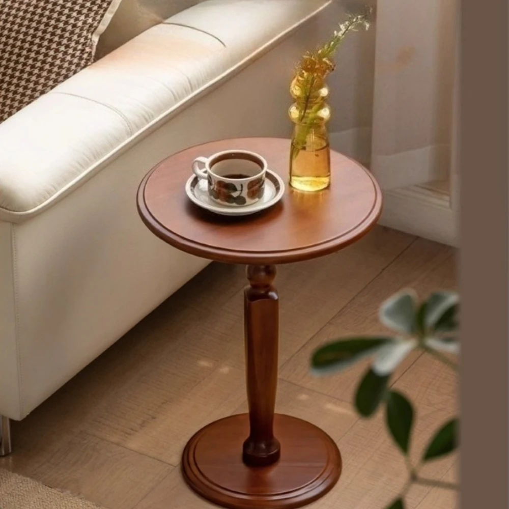 

Solid Wood Edge Few Living Room Retro Round Coffee Table Sofa Side Table Small Round Table Bedside Tables