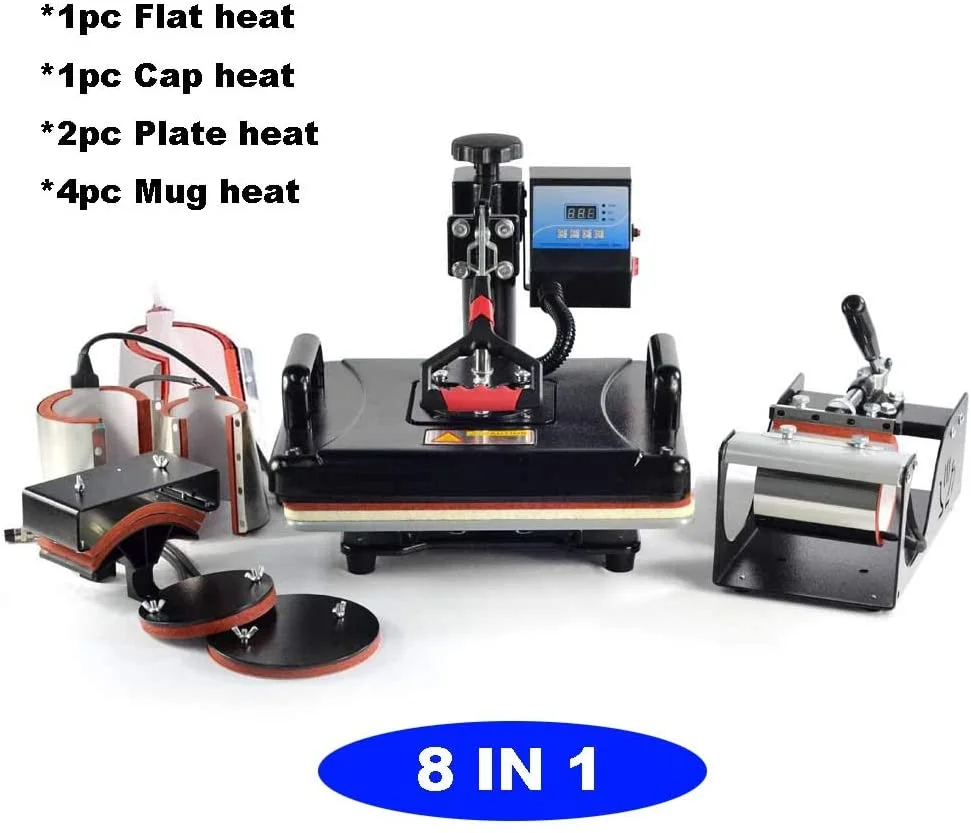 For Ruida Heat Press 8 In 1 Single LCD Display Combo Heat Press Machine 8 In 1 Sublimation Printing