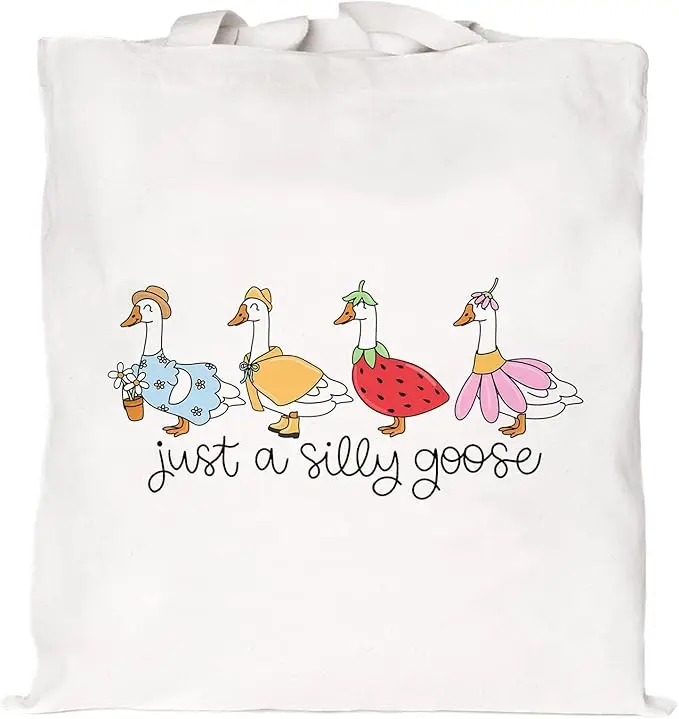 

Handbags Funny Honk Untitled Goose Game Women Harajuku Goose Shopping Bags Cartoon Canvas Shoulder Bags Student Cute Tote Bags
