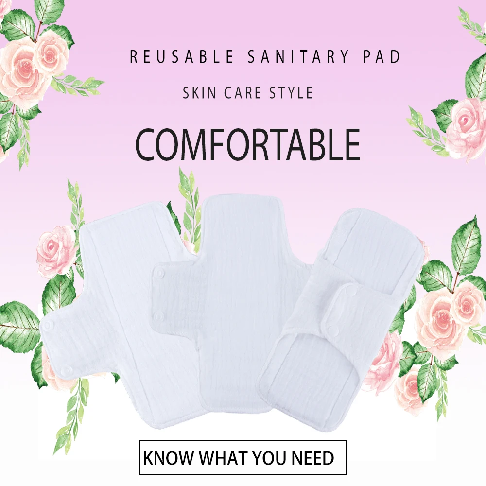 3 قطعة بطانة غزل القطن الفوط الصحية تنفس قابل للغسل منصات يومية قابل للتعديل مشبك تصميم إبزيم إبداعي في مكان بطانات اللباس الداخلي #5