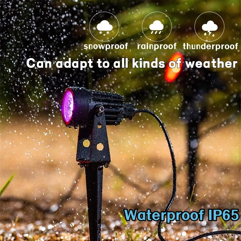 Outdoor LED RGB Lawn Lamp Remote Control Spike Garden Landscape Lamp Waterproof IP65 Street Pathway Decor Spot Lighting 110/220V