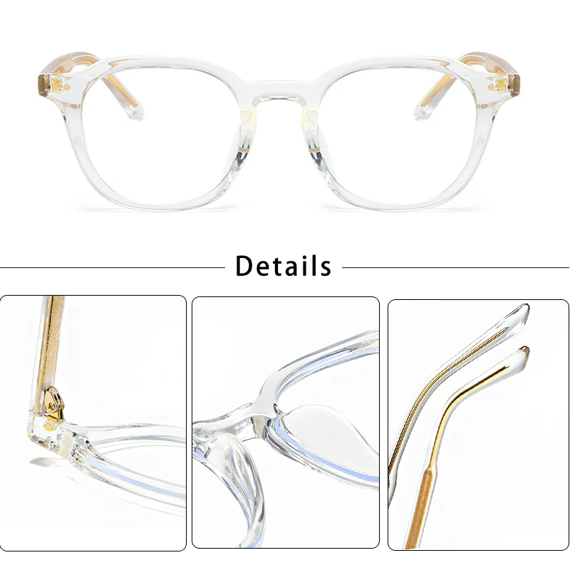 HBK Retro-Quadrat-Brille aus schlichtem Glas für Herren und Damen, Tr-Rahmen-Brille, hochwertige Komfortbrille, minimalistisch passend – Detail 2