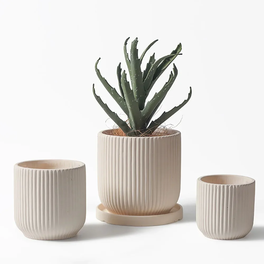 Creative striped cement flowerpot silicone mold Desktop decoration Concrete green plant planting flowerpot mold