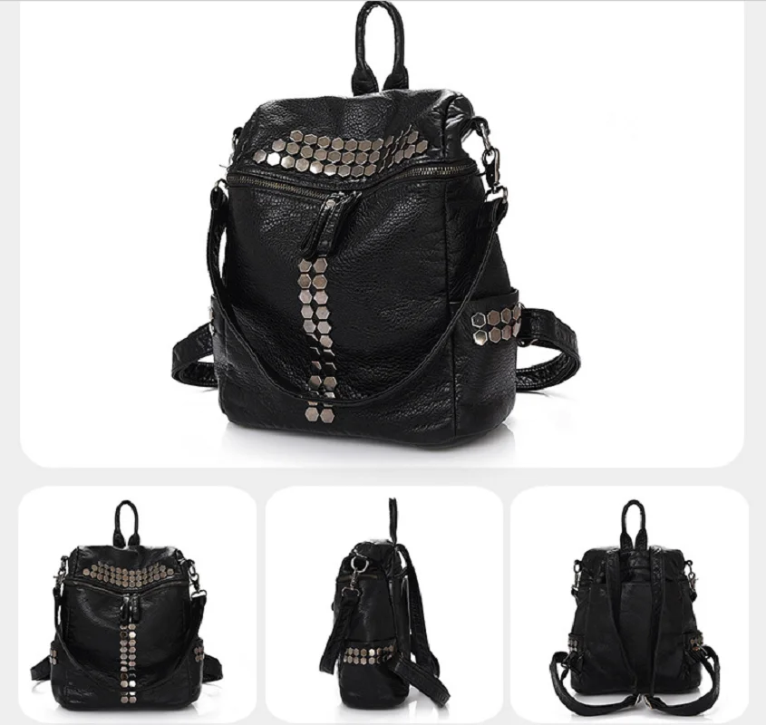 New Korean Style Fashion Luxury Multifunctional Backpack Women High Quality Leather Travel Shoulder Bags Messenger Bag Handbag