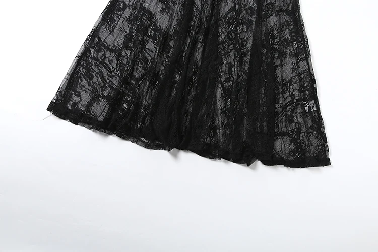 Weird Puss Leoparden-Paillettenkleid Damenmode, verführerisches Kleid mit eckigem Kragen, Spitzen-Patchwork-Saum, ärmellos, für Abendpartys und Clubs – Detail 9