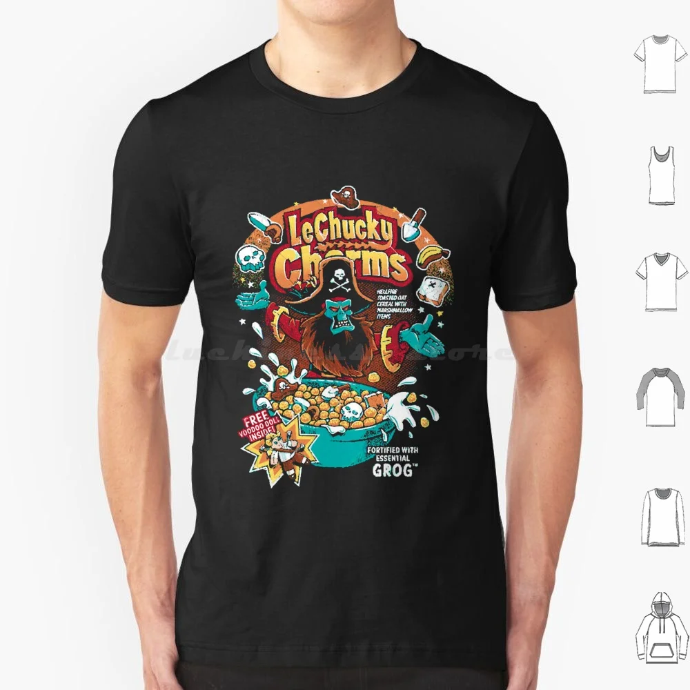 Lechucky Charms T Shirt Men Women Kids 6xl Monkey Island Cereal Box Design Ghost Grog Guybrush Threepwood Lechuck Parody Pirate