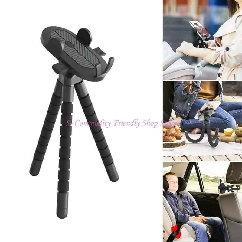 85AE 360 Degree Rotating Travel Phone Holder Bracket Pushchair Crib Cellphone Tripod Flexible Tripod Stand