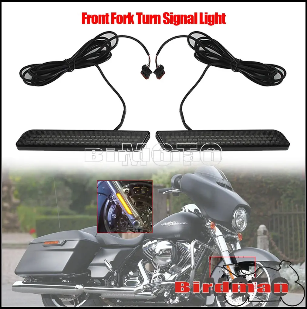 

Motorcycle Accessories LED Turning Signal Light Front Fork Light DRL Lamps Plug& Play For Harley Road Glide Electra Glide 14-25