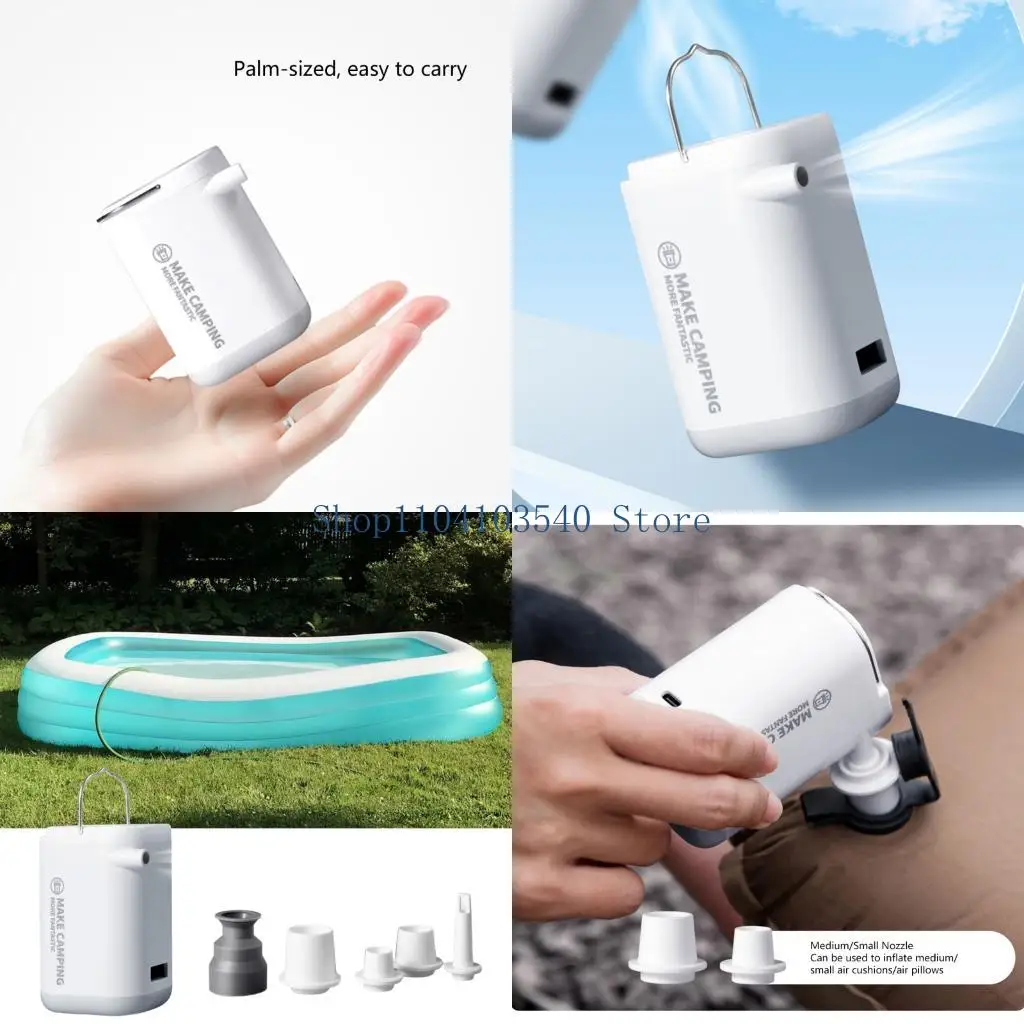 

02DC Multifunctional Outdoor Air pumps Waterproof Construction Fast Charging Builts In Light Travel Camping Inflation Tool