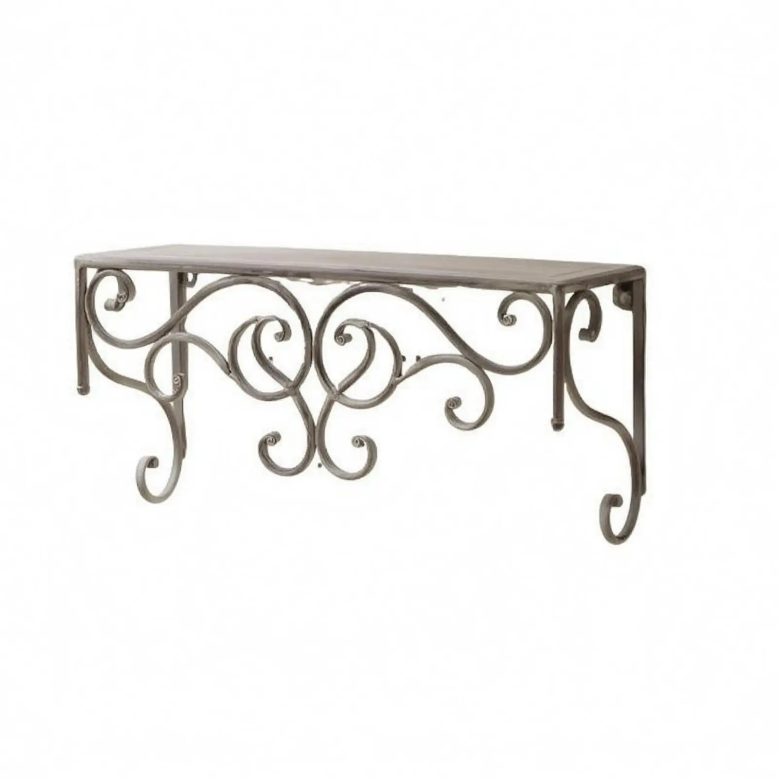 Rustic Metal Wall Shelf Antique Gray Wrought Iron Bracket Floating Rack for Ornaments Potted Plants Home Accent