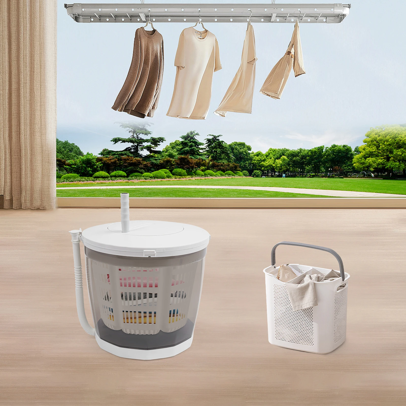 غسالة يدوية صغيرة، مجفف دوار، غسالة خارجية محمولة مناسبة لعناصر الملابس الصغيرة