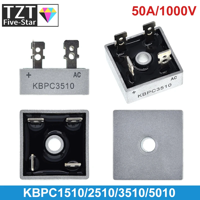 1/2PCS KBPC1510 KBPC2510 KBPC3510 KBPC5010 15A 25A 35A 50A 1000V Diode Bridge Rectifier kbpc5010