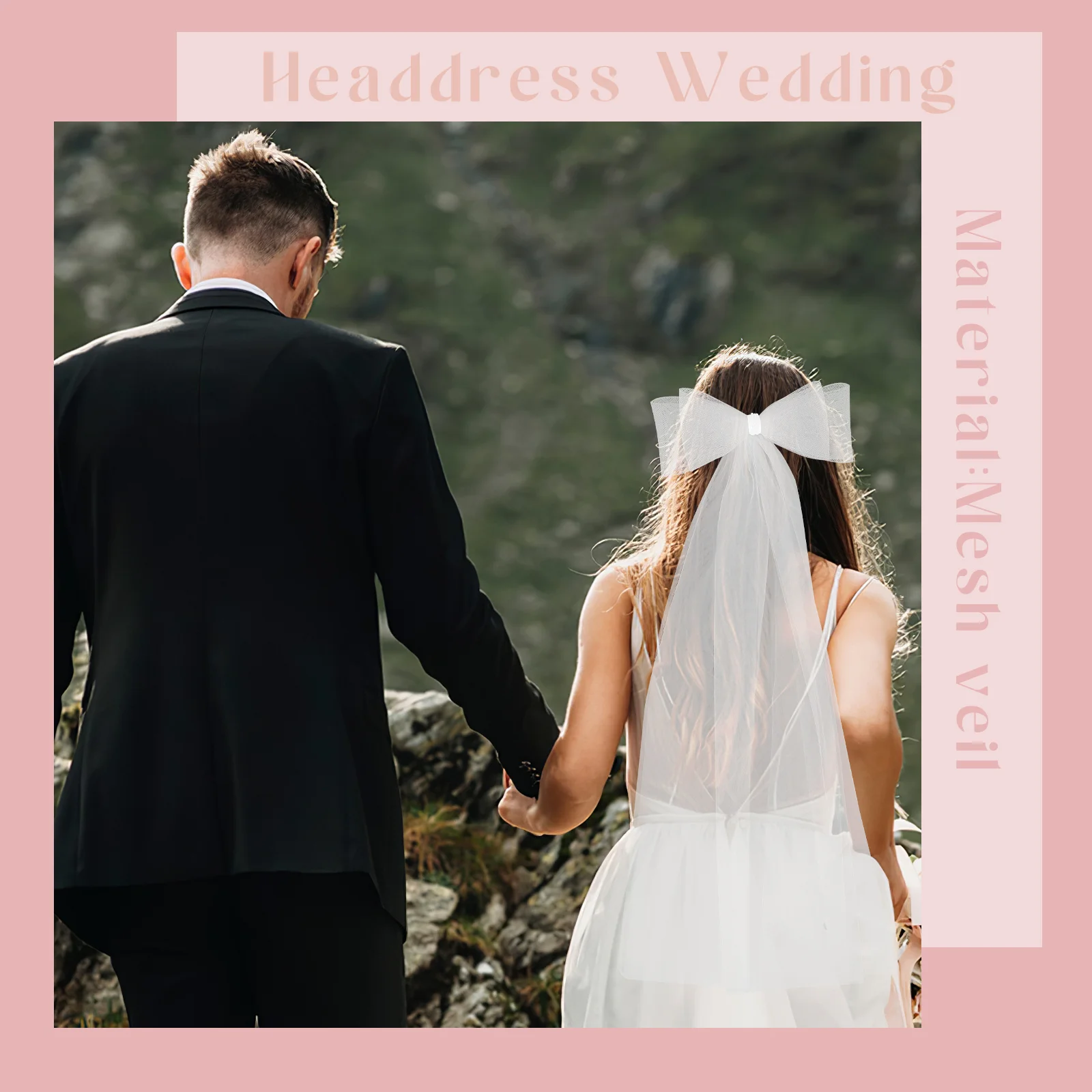 

1 Piece Bridal Wedding Veil Long Mesh Bow Design Stretchable Elegant Fit for Bride Ceremony Charm Accessory Bow Veil