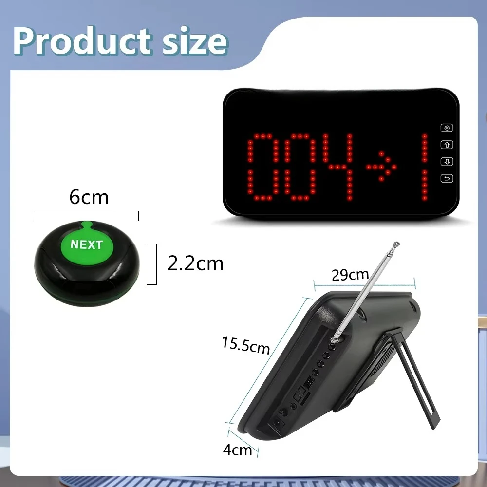 The display screen shows the next counter queue number calling the system