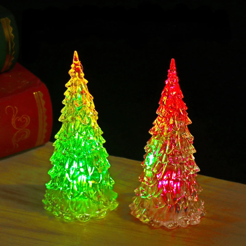 Luces de noche de Flash de cristal de colores juguetes luminosos para niños árbol de Navidad de acrílico Led regalos de navidad