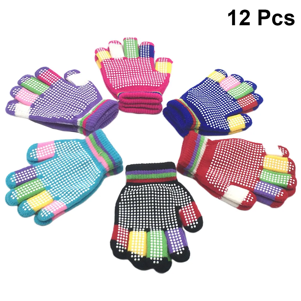 

12Pairs Kids Ski Gloves Winter Non Slip Stretchy Snow Gripper Gloves Keep Warm Soft Comfortable for Boys Girls