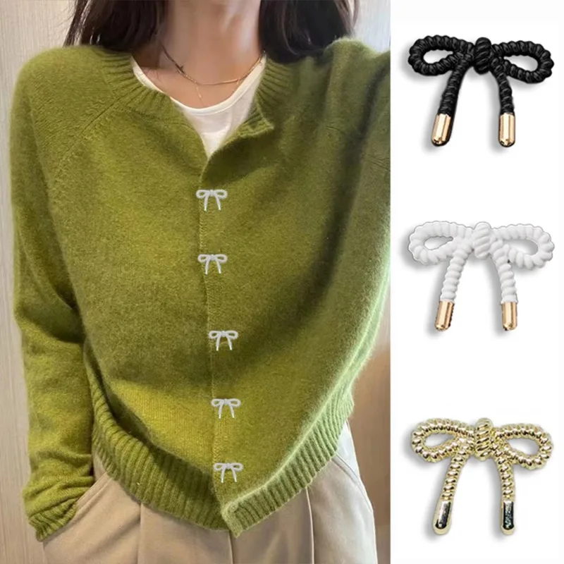 Fashion Beautiful Hollow Bow Shape Metal Buttons Women\'s Knitted Cardigan Jumper Coat Decorative Buttons Sewing Supplies