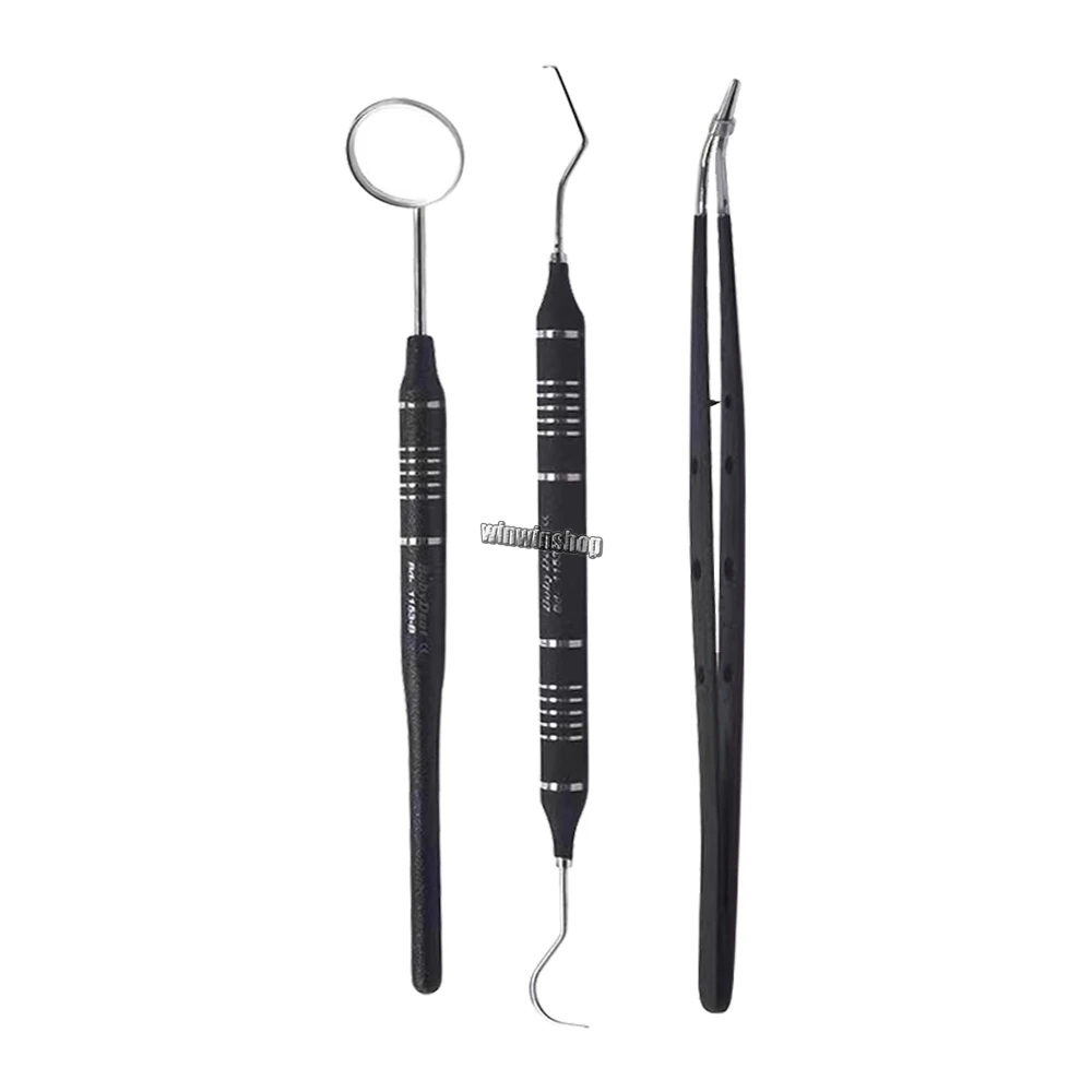 3 pieces/set of stainless steel dental mirror probes, Plier thrusters, and dental hygiene kits for dental oral cleaning tools