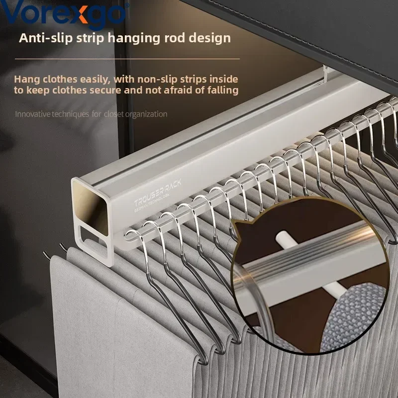 Wardrobe Pull-out Retractable Hanger Telescopic Clothe Hanging Rod Hanging Trousers WardrobeStorage and Pull-out Clothes Hang