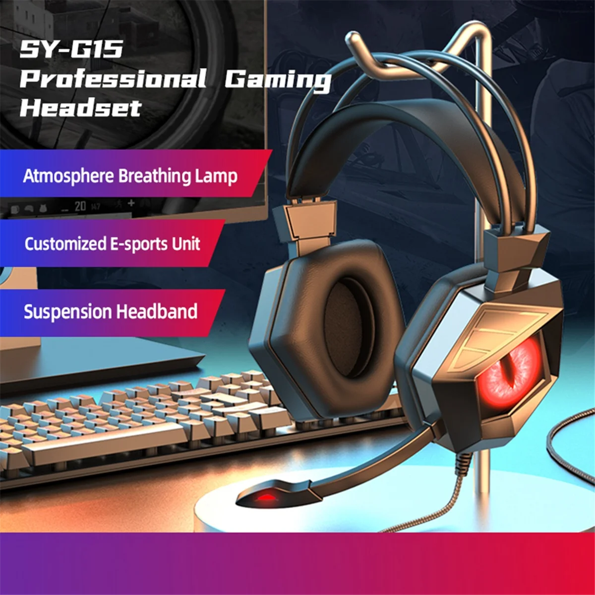 

Wired Gaming Headset with Microphone for PS4 PS5 XBox Switch PC Computer Laptop Headphone B