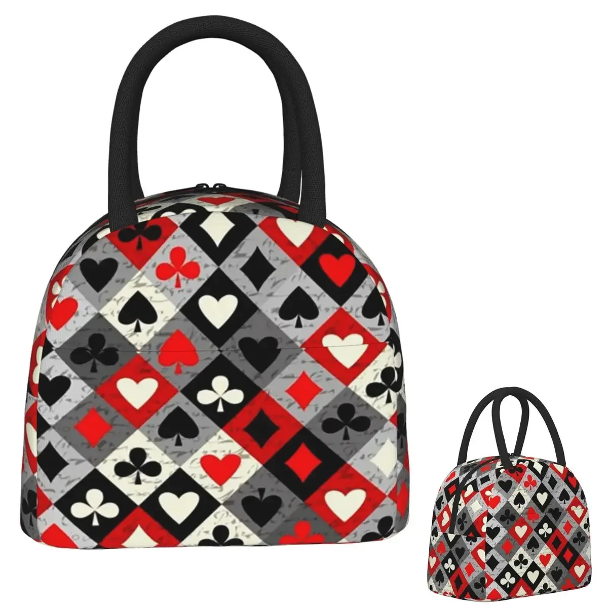 Playing Cards Poker Print Insulated Lunch Bag for Women Children Portable Food Boxes Thermal Lunch Box Tote